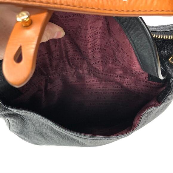 Lauren by Ralph Lauren "Asher" Hobo Black Tumbled Leather Shoulder Bag - Picture 11 of 14